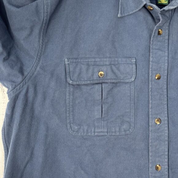 Cabela's Chamois Shirt Mens XL Blue Heavy Flannel Button Up - Picture 8 of 9